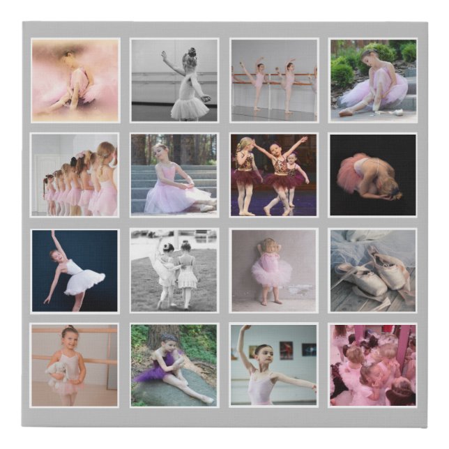Stylish Ballet Photo Collage To Personalise Faux Canvas Print (Front)
