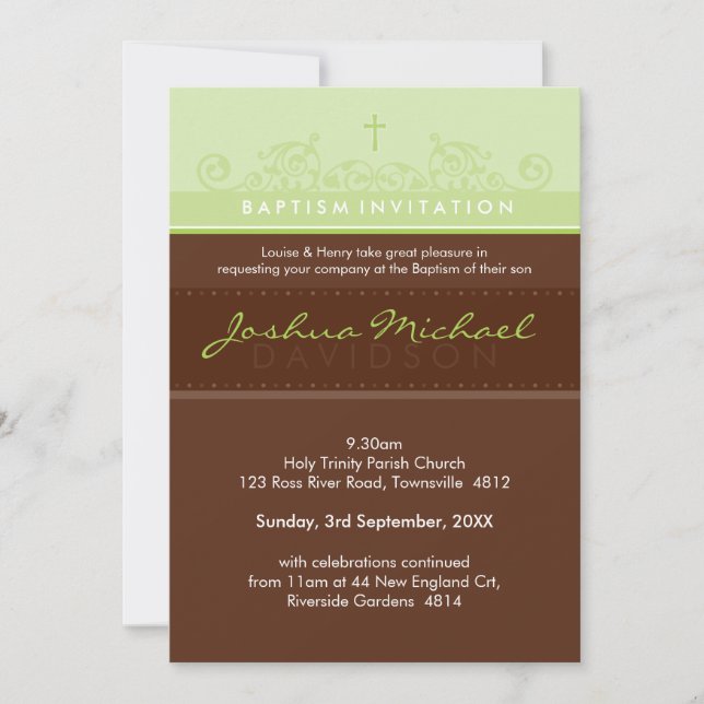 STYLISH BAPTISM INVITES :: elegant 1P (Front)