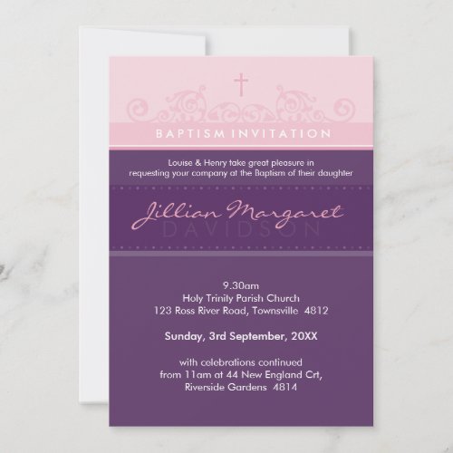STYLISH BAPTISM INVITES :: elegant 2P