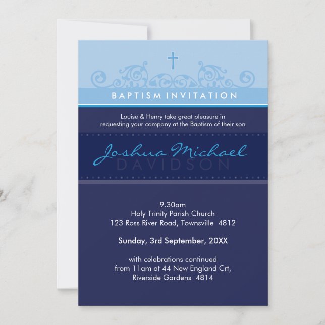 STYLISH BAPTISM INVITES :: elegant 5P (Front)