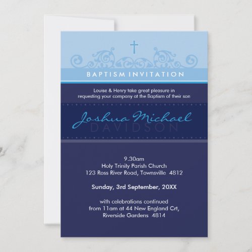 STYLISH BAPTISM INVITES :: elegant 5P