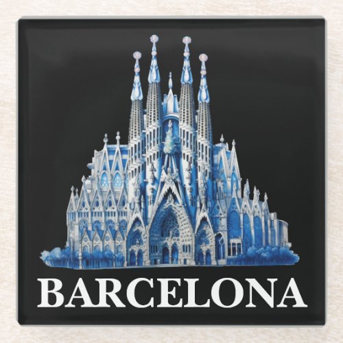 Stylish Barcelona Spain Cathedral Vintage  Glass Coaster