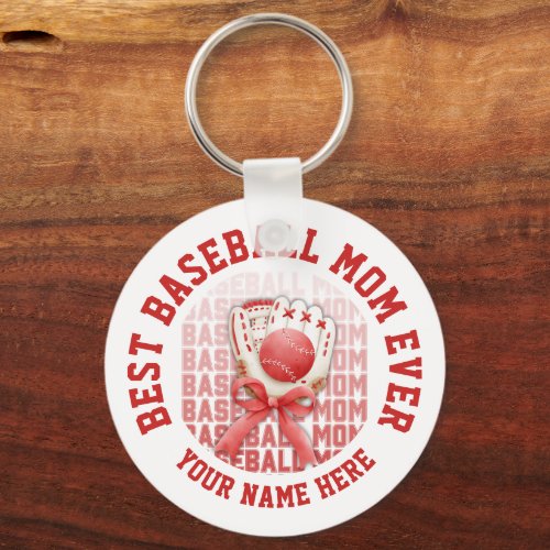 Stylish BASEBALL MOM Custom Name Keychain