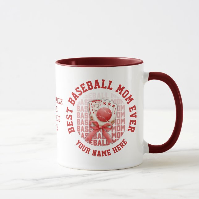 Stylish BASEBALL MOM Custom Name Mother's Day Mug (Right)