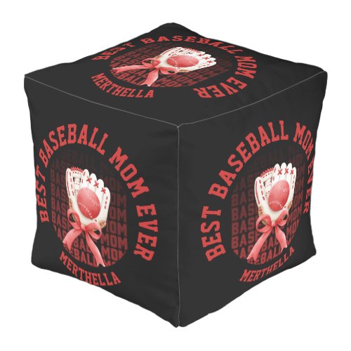 Stylish BASEBALL MOM Custom Name Outdoor Pouf