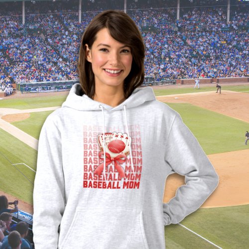 Stylish BASEBALL MOM Mitt Ball Bow Hoodie