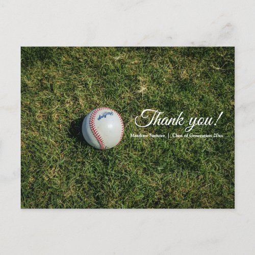 Stylish baseball Simple Sporty Thank you postcard