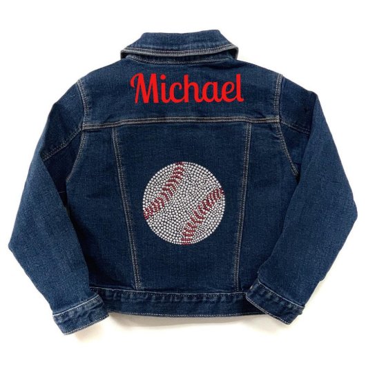 Stylish Baseball Toddler's Denim Jean Jacket (Back)