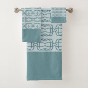 Stylish Bath Design With Blue Gray Towel Set