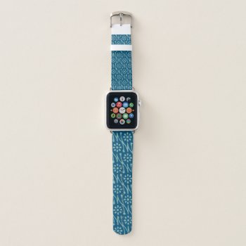 Stylish Batik Floral Drawing Pattern In Teal Blue Apple Watch Band by JuneJournal at Zazzle