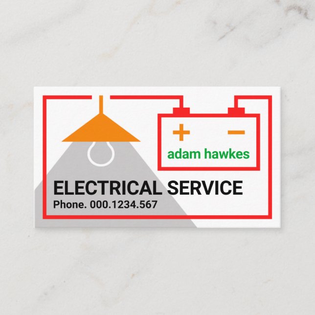 Stylish Battery Electric Circuit Frame Business Card (Front)