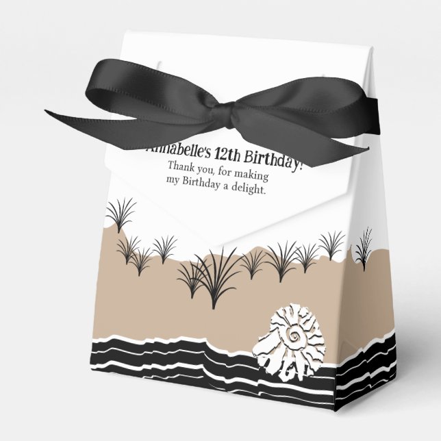 Stylish Beach Party Happy 12th Birthday  Favor Boxes (Front Side)