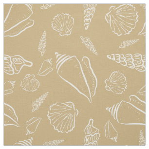 Stylish Beach Sand Sea Shells Pattern Fabric