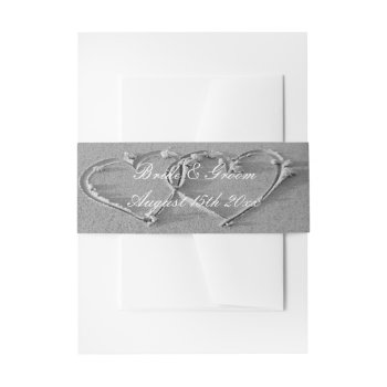 Stylish Beach Wedding Heart In The Sand Drawing Invitation Belly Band by photoedit at Zazzle