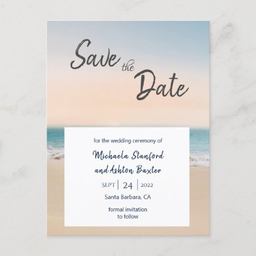 Stylish Beach Wedding Save The Date Announcement 