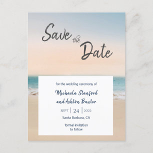 Stylish Beach Wedding Save The Date Announcement  Postcard