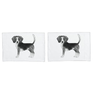 Stylish Beagle Dog Illustration In Black And White Pillow Case