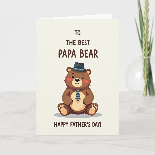 Stylish Bear Fathers Day Image Card (Front)