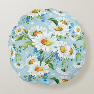 Stylish beautiful bright floral pattern 2 round pillow