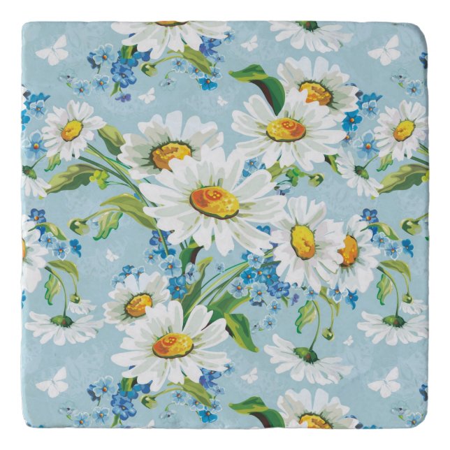 Stylish beautiful bright floral pattern 2 trivet (Front)