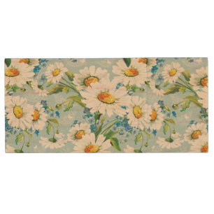 Stylish beautiful bright floral pattern 2 wood USB flash drive