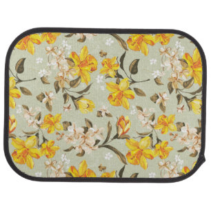 Stylish beautiful bright floral pattern car floor mat