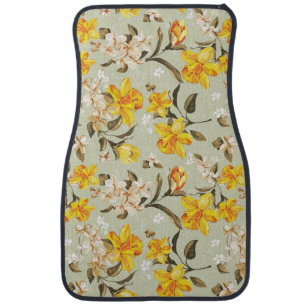 Stylish beautiful bright floral pattern car mat