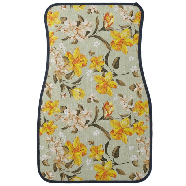 Stylish beautiful bright floral pattern car mat (Front)