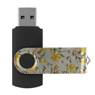 Stylish beautiful bright floral pattern flash drive