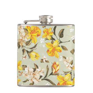 Stylish beautiful bright floral pattern flask