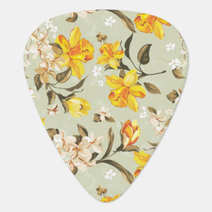 Stylish beautiful bright floral pattern guitar pick