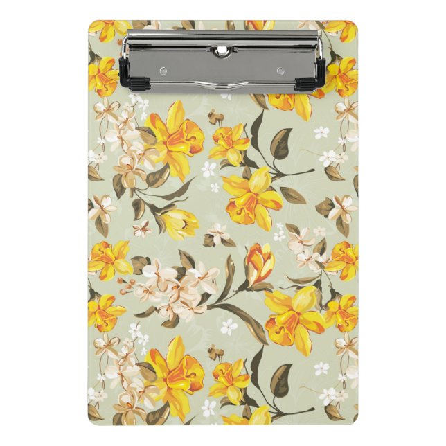 Stylish beautiful bright floral pattern mini clipboard (Front)