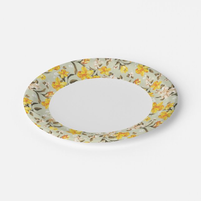 Stylish beautiful bright floral pattern paper plates (Angled)