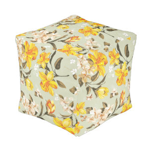 Stylish beautiful bright floral pattern pouf