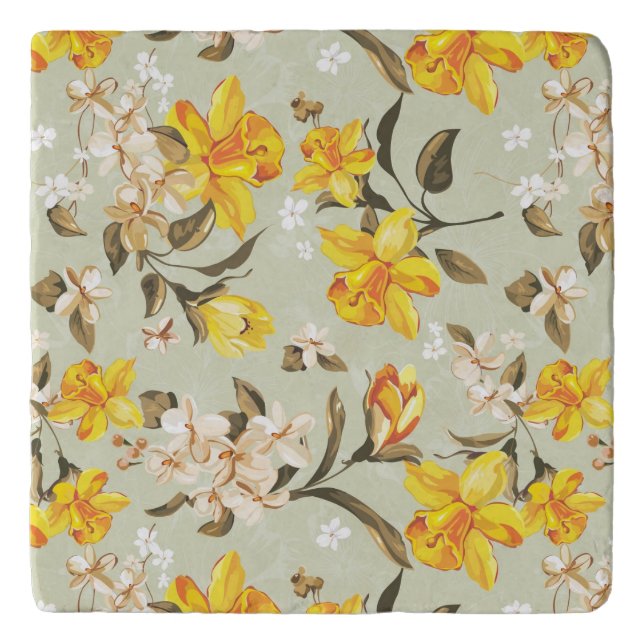 Stylish beautiful bright floral pattern trivet (Front)