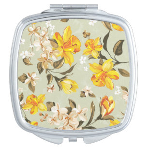 Stylish beautiful bright floral pattern vanity mirror