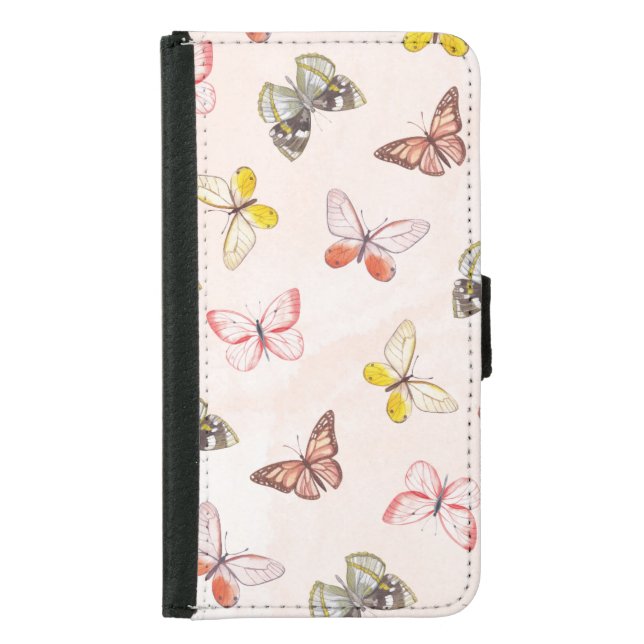 STYLISH BEAUTIFUL BURTTERFLY CUSTOMIZED NAME  SAMSUNG GALAXY WALLET CASE (Front)