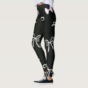 STYLISH BEAUTIFUL CLASSIC VINTAGE BOW BLACK LEGGINGS