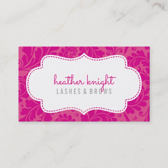 STYLISH BEAUTY classy flourish black bright pink Business Card (Front)