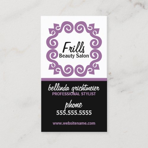 Stylish Beauty Salon Lavender Business Cards