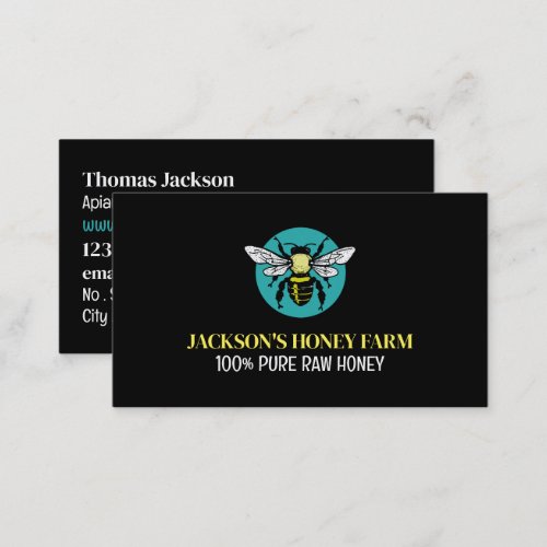 Stylish Bee Logo _ Beekeeper Honey Farmer Business Card