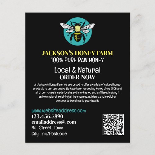 Stylish Bee Logo _ Beeyard Honey Farm Advertising Flyer