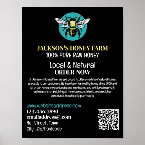 Stylish Bee Logo _ Beeyard Honey Farm Advertising Poster