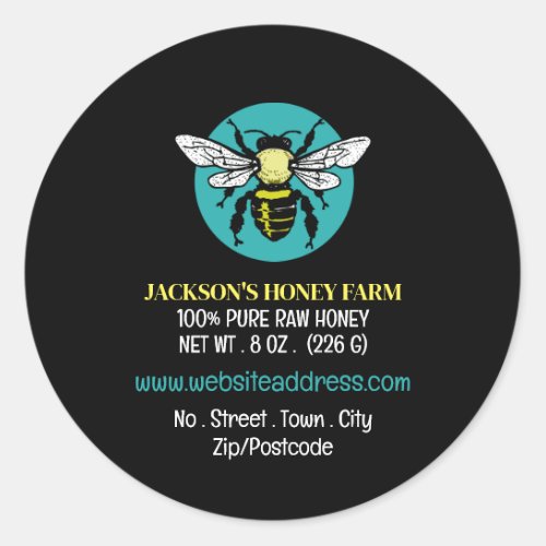 Stylish Bee Logo Beeyard Honey Farm Product Label