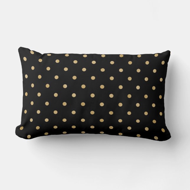 Stylish Beige Polka Dot Black Pattern Design Lumbar Pillow (Front)