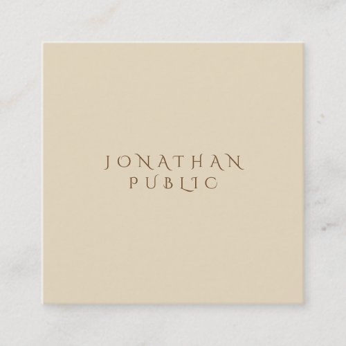 Stylish Beige Simple Template Minimalist Modern Square Business Card