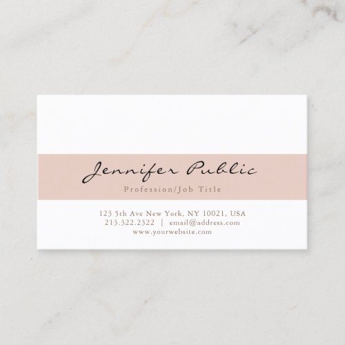 Stylish Beige White Modern Professional Simple Business Card