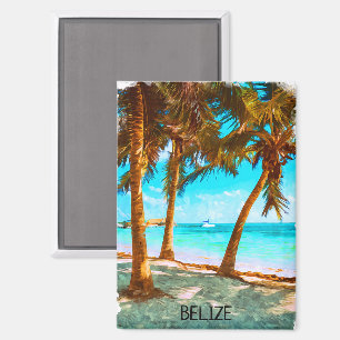 Stylish Belize Tropical Beach Watercolor Magnet
