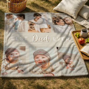 Stylish Best Dad Ever 6 Photo Fleece Blanket