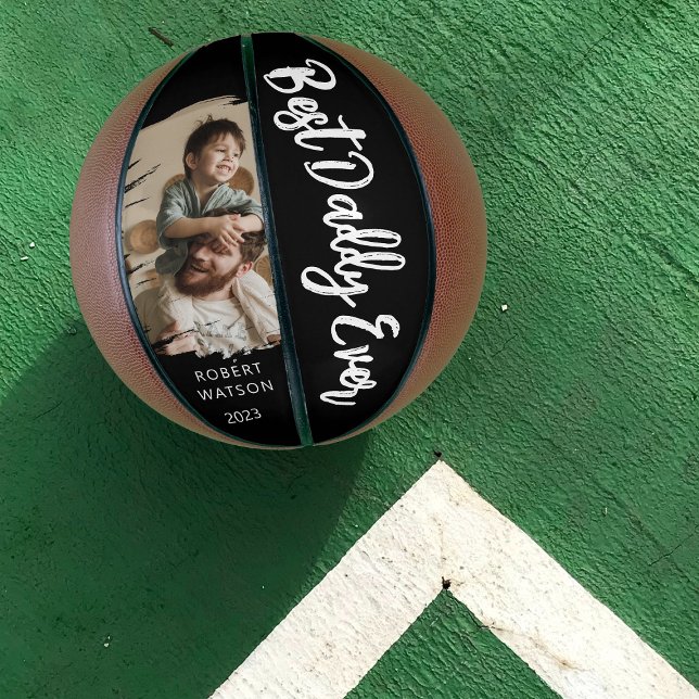 Stylish Best Daddy Ever Brushed Effect Photo Basketball (Creator Uploaded)